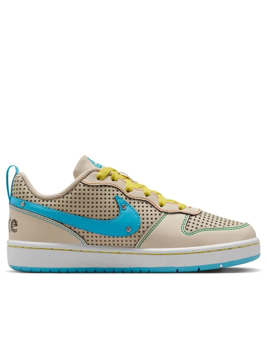 Кроссовки (GS) Nike Court Borough Low Recraft 'Sanddrift Phantom Opti Yellow Baltic Blue' — изображение 2 из 6, бежевый