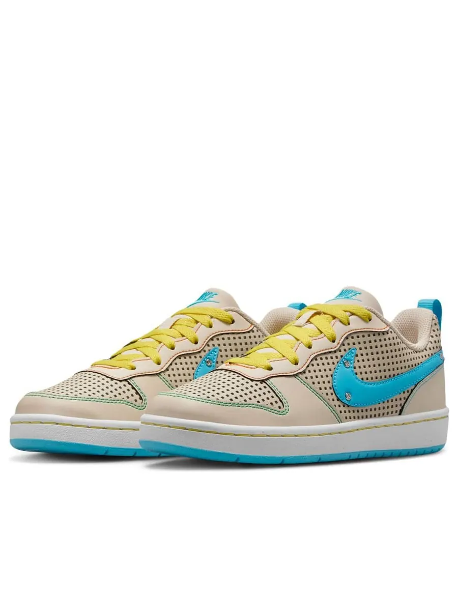Кроссовки (GS) Nike Court Borough Low Recraft 'Sanddrift Phantom Opti Yellow Baltic Blue' — изображение 3 из 6, бежевый