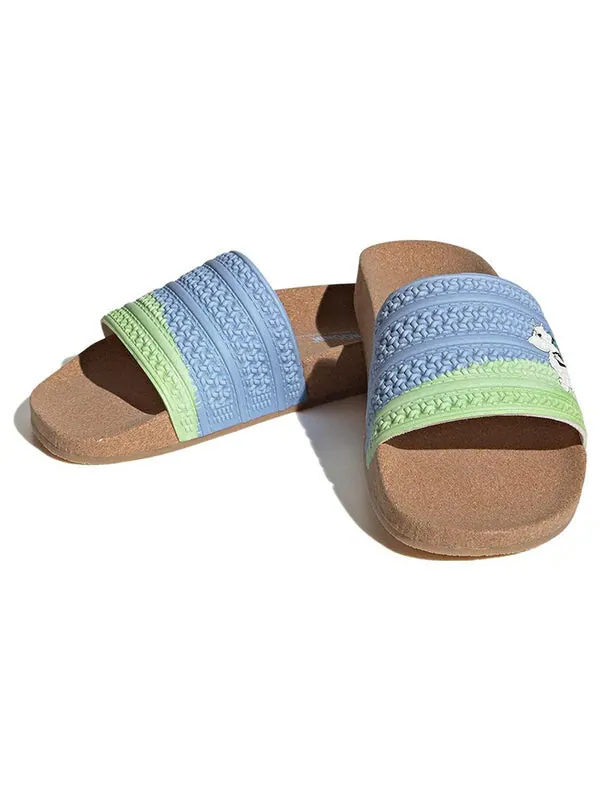 Тапочки adilette x moomin пробковые слайды Adidas — изображение 2 из 3, синий/синий