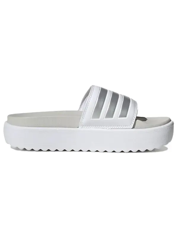 Тапочки adilette платформа слайд Adidas — изображение 2 из 4, белый/металлик/серый