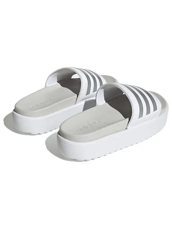 Тапочки adilette платформа слайд Adidas — изображение 4 из 4, белый/металлик/серый