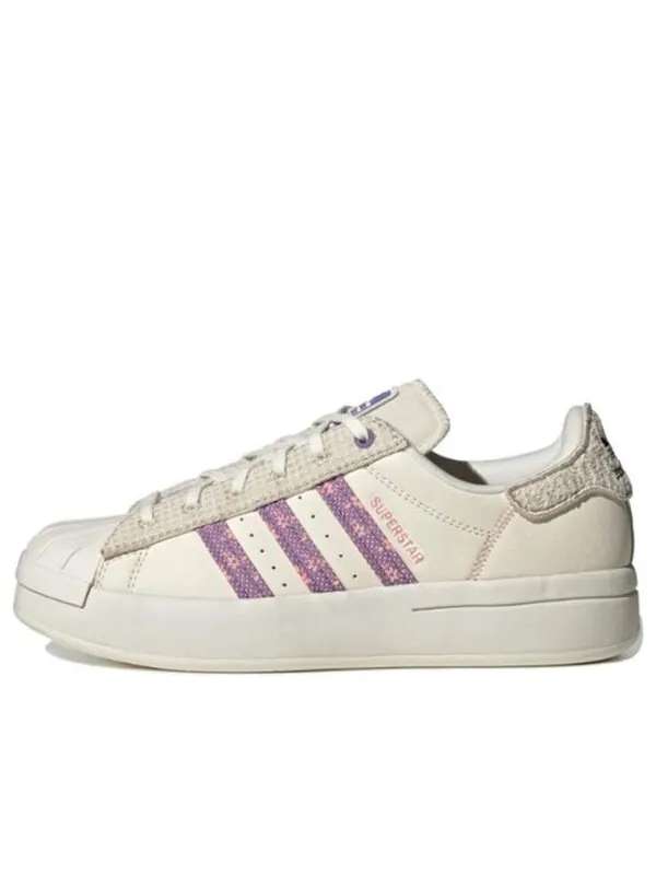 Кроссовки оригиналы суперзвезда аюн Adidas — изображение 1 из 4, бежевый/фиолетовый