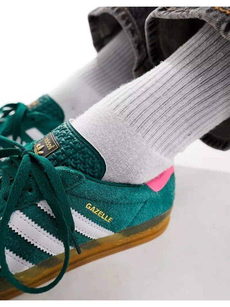 Кроссовки (WMNS) Adidas Gazelle Indoor — изображение 9 из 10, зеленый/белый/розовый