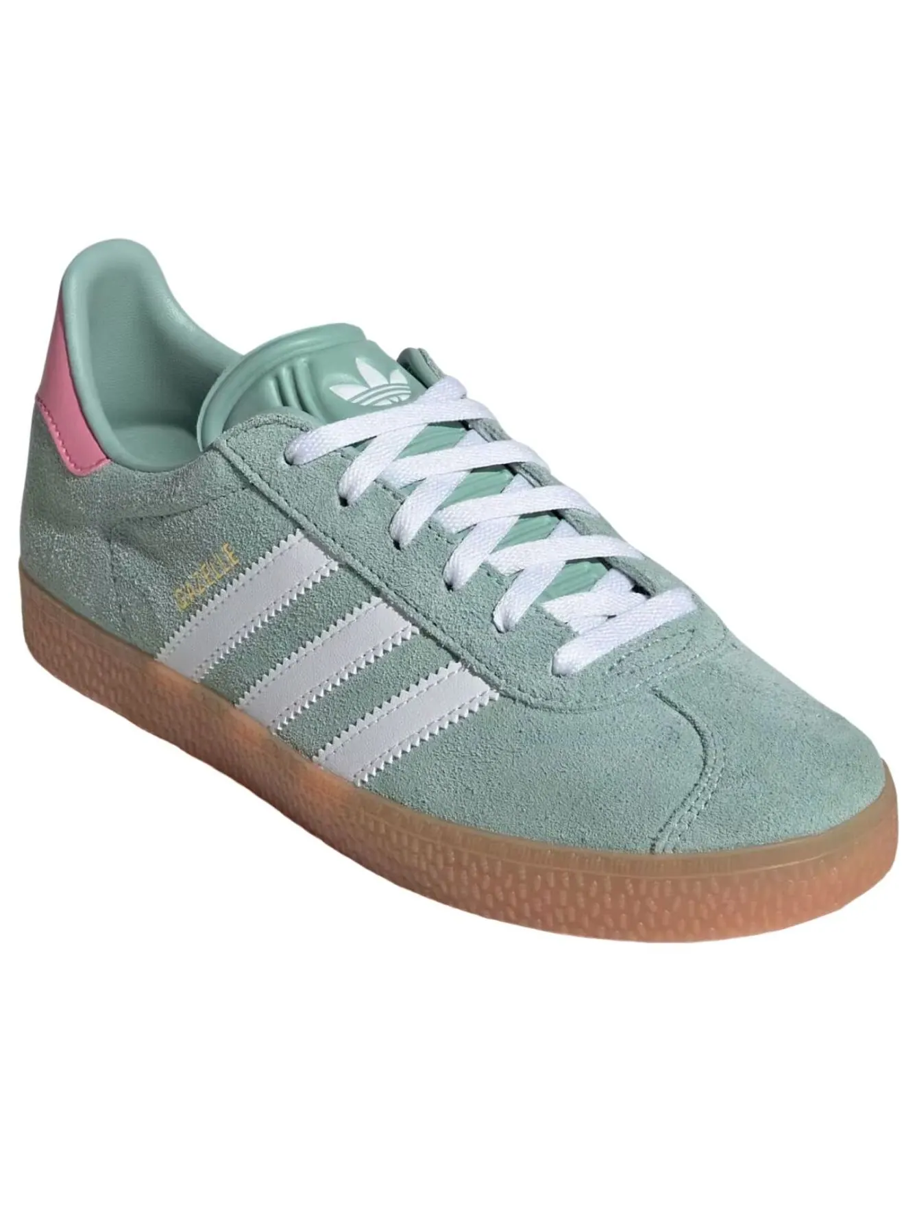 (GS) Adidas Gazelle 'Hazy Green Bliss Pink' — изображение 2 из 6, зеленый/белый/розовый