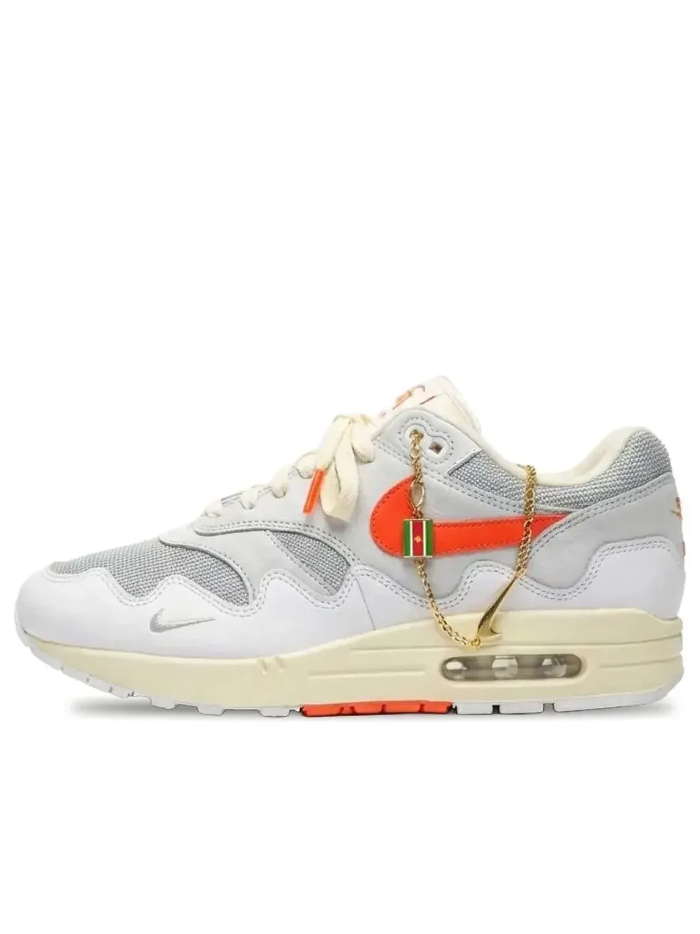 Кроссовки Nike x Patta Air Max 1 '87 'White Hyper Crimson' — изображение 1 из 1, оранжевый