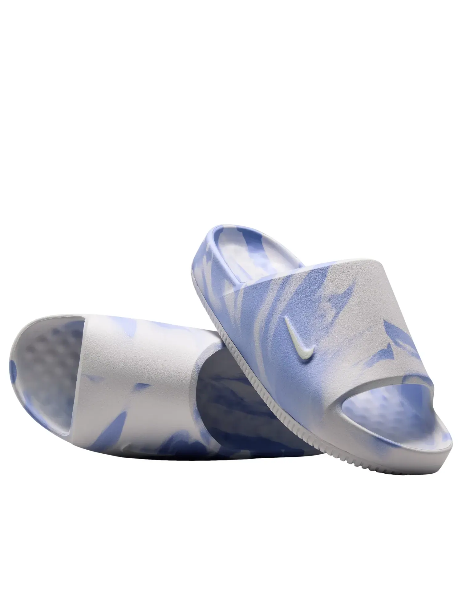 Женские шлепанцы Nike Calm 2.0 Marbled Slides Summit White Football Grey — изображение 2 из 5, синий