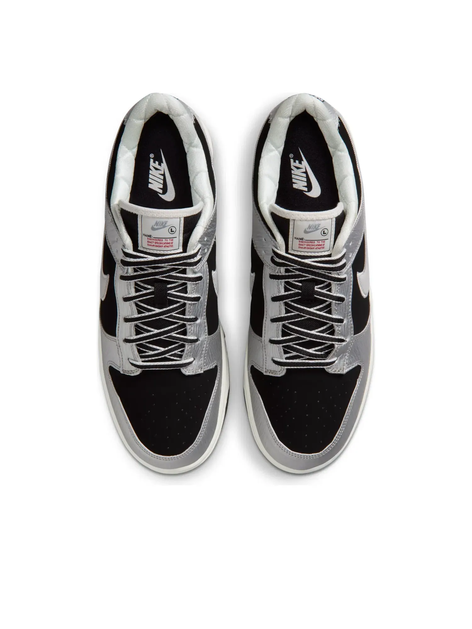 Мужские кроссовки с кожаным верхом Nike Dunk Low Retro Metallic Silver Black — изображение 3 из 6, серебряный
