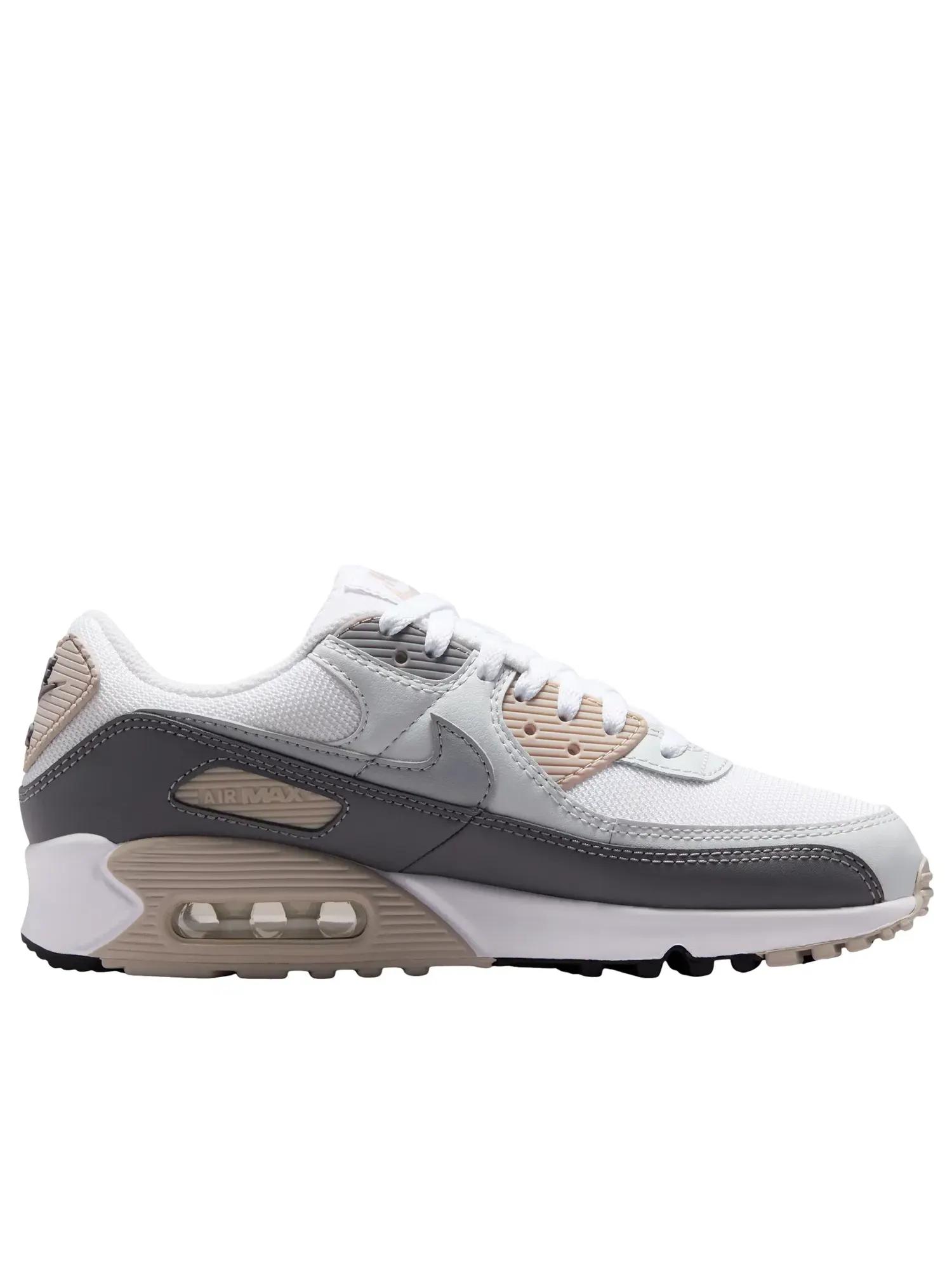 Женские кроссовки с низким верхом Nike Air Max 90 Cream Wolf Grey — изображение 2 из 7, серый
