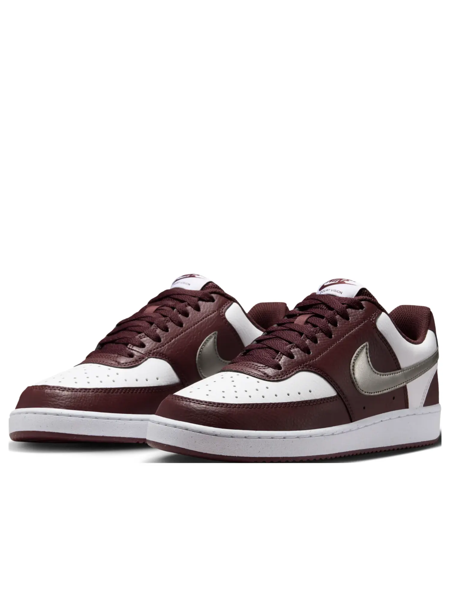 Кроссовки (WMNS) Nike Court Vision Low 'White Metallic Pewter Burgundy' — изображение 3 из 7, белый