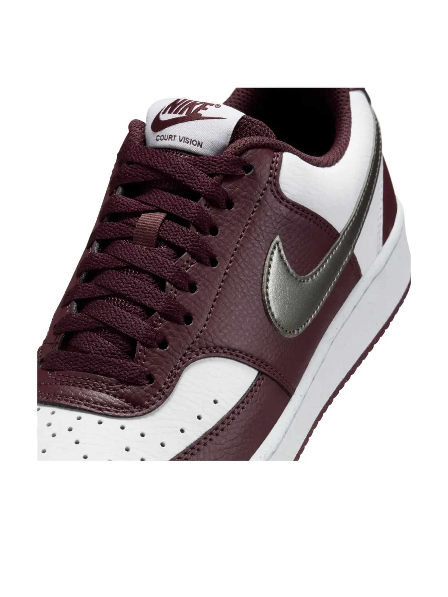 Кроссовки (WMNS) Nike Court Vision Low 'White Metallic Pewter Burgundy' — изображение 7 из 7, белый