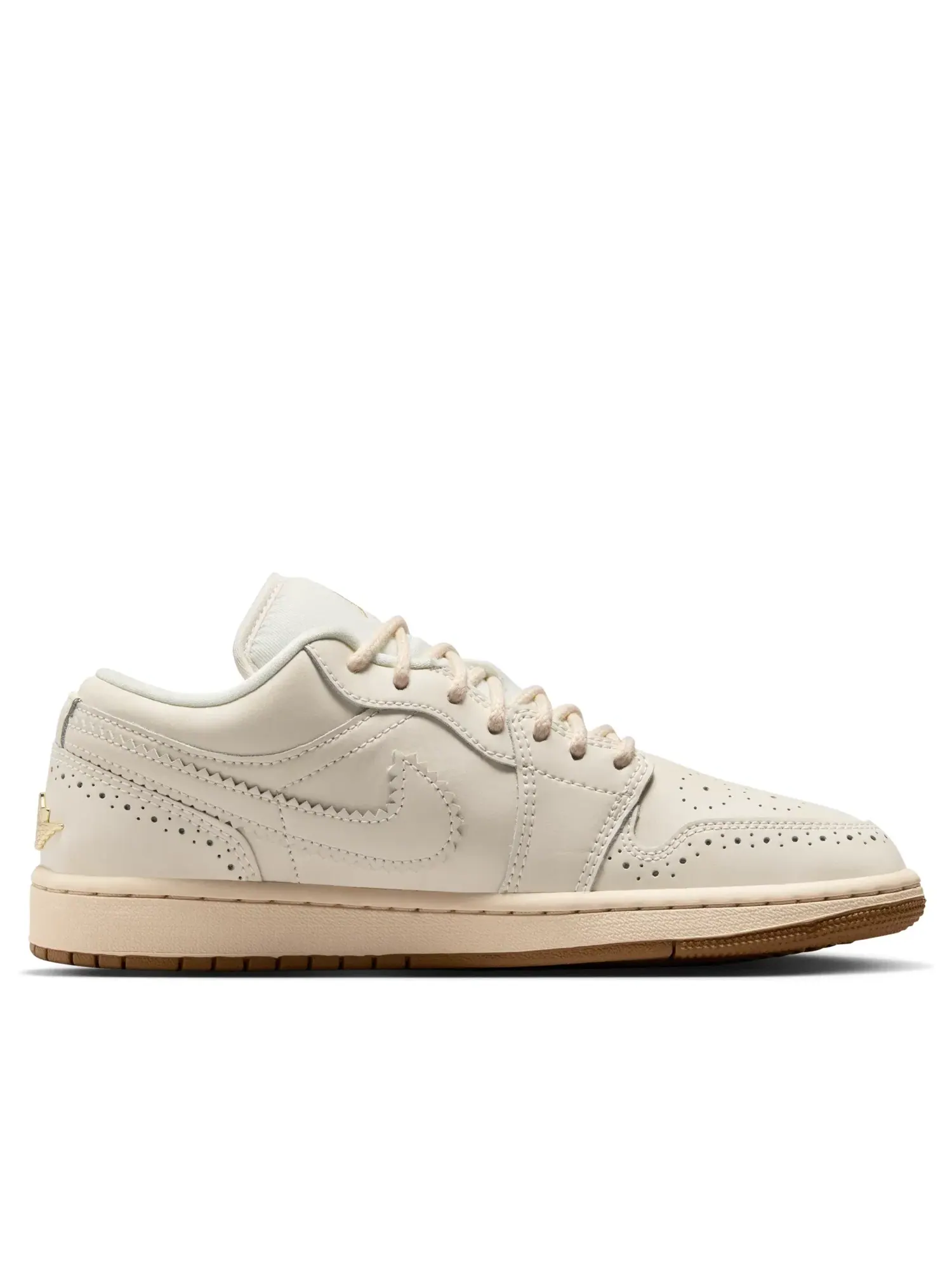 Женские кроссовки с кожаным верхом Air Jordan 1 Low Brogue Soft Pearl — изображение 2 из 6, бежевый