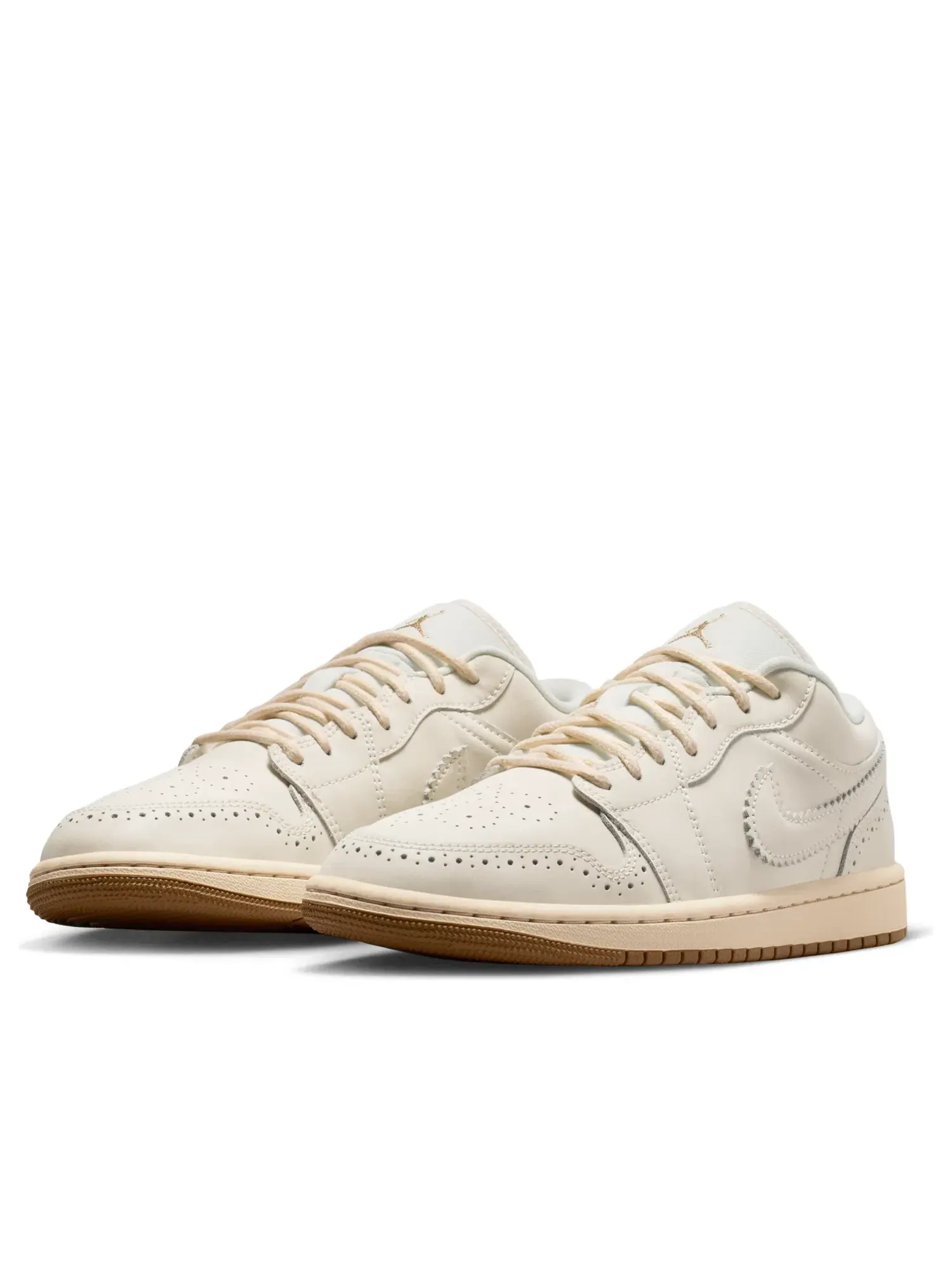 Женские кроссовки с кожаным верхом Air Jordan 1 Low Brogue Soft Pearl — изображение 4 из 6, бежевый