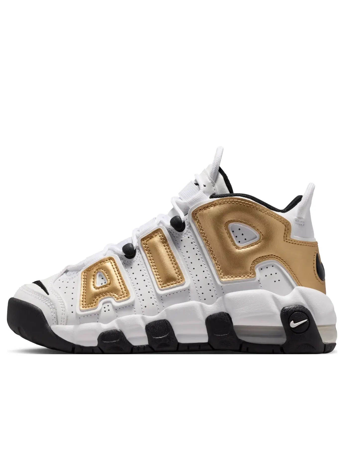 Кроссовки (GS) Nike Air More Uptempo 'White Metallic Gold Black' — изображение 1 из 7, белый