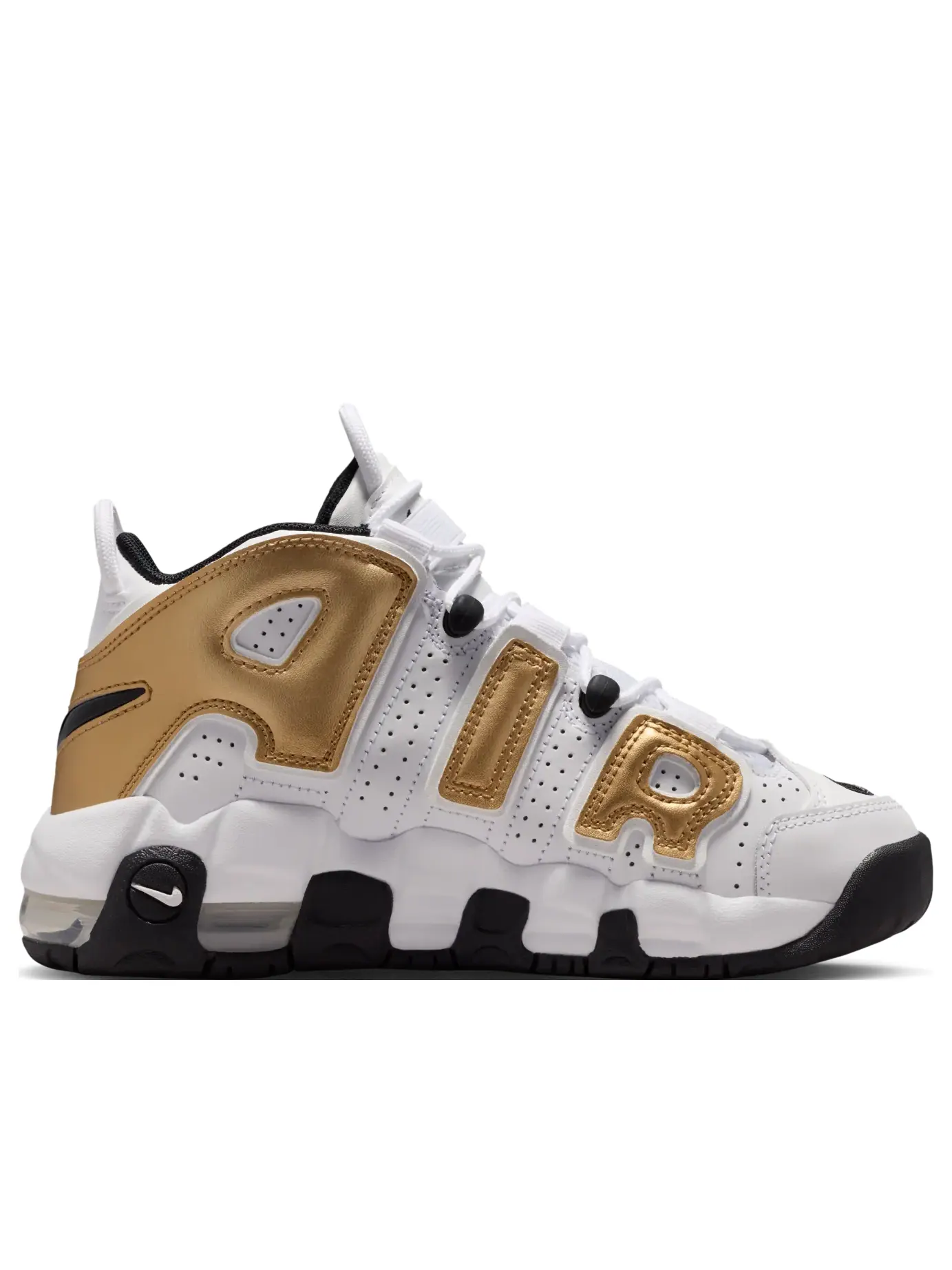 Кроссовки (GS) Nike Air More Uptempo 'White Metallic Gold Black' — изображение 2 из 7, белый