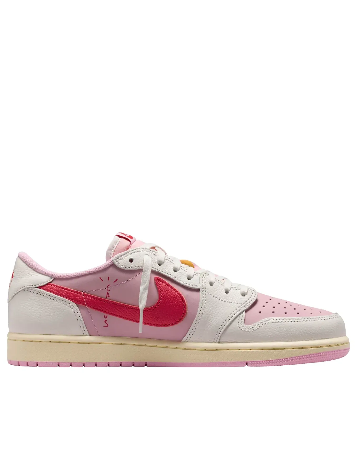 Мужские кроссовки с низким верхом Air Jordan 1 Low OG x Travis Scott 'Tropical Pink' — изображение 2 из 6, розовый