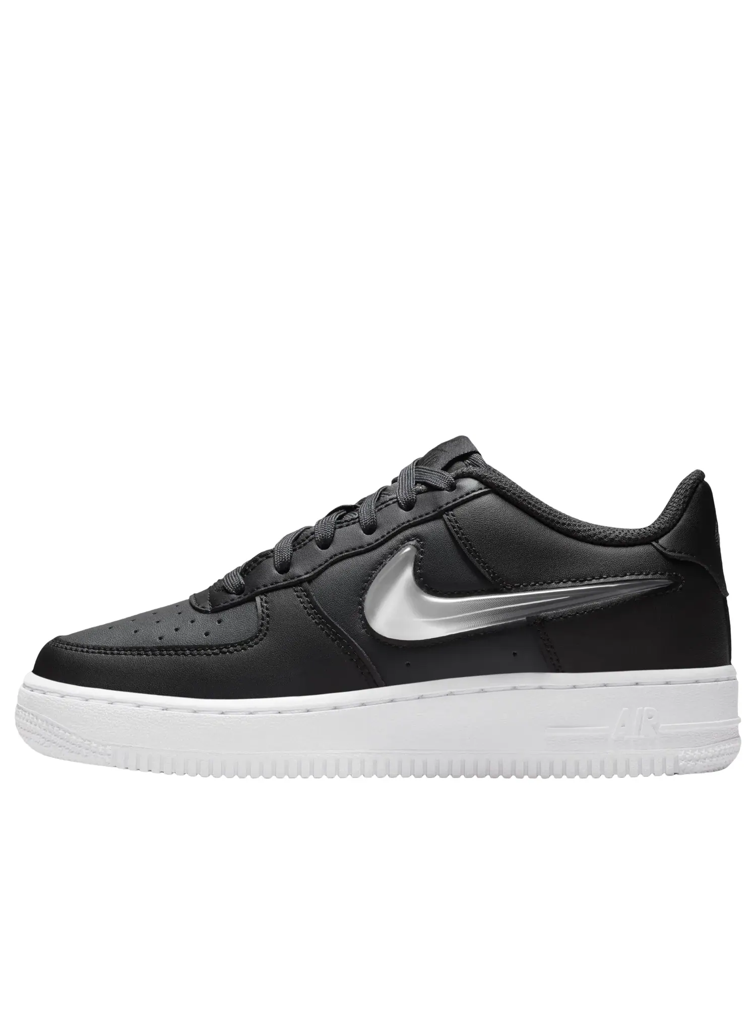 Детские кроссовки Nike Air Force 1 с кожаным верхом Dark Smoke Grey Black White — изображение 1 из 7, черный