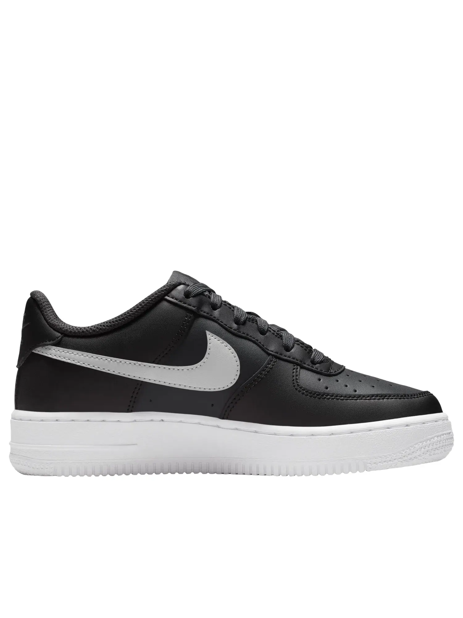 Детские кроссовки Nike Air Force 1 с кожаным верхом Dark Smoke Grey Black White — изображение 2 из 7, черный