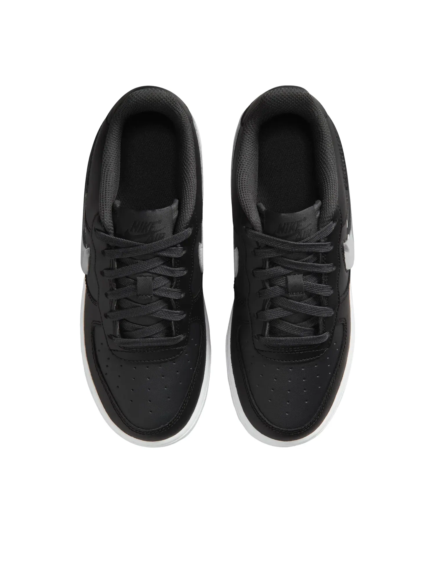 Детские кроссовки Nike Air Force 1 с кожаным верхом Dark Smoke Grey Black White — изображение 3 из 7, черный