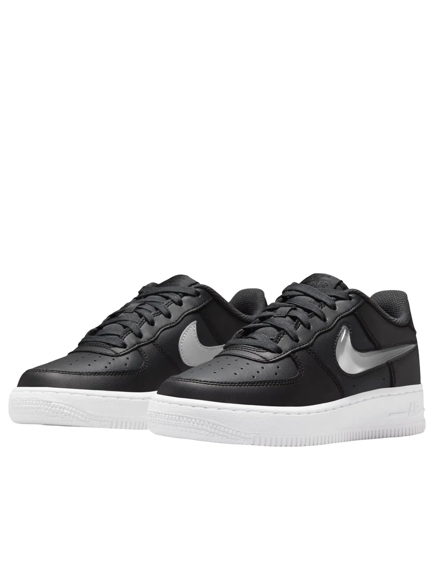 Детские кроссовки Nike Air Force 1 с кожаным верхом Dark Smoke Grey Black White — изображение 5 из 7, черный