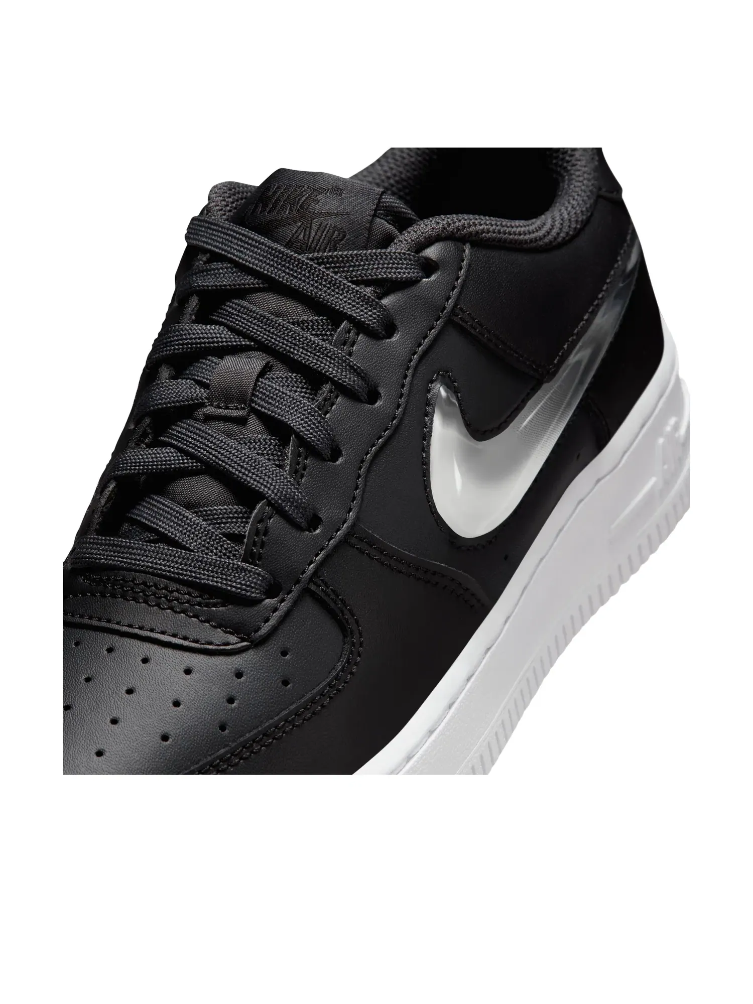 Детские кроссовки Nike Air Force 1 с кожаным верхом Dark Smoke Grey Black White — изображение 6 из 7, черный