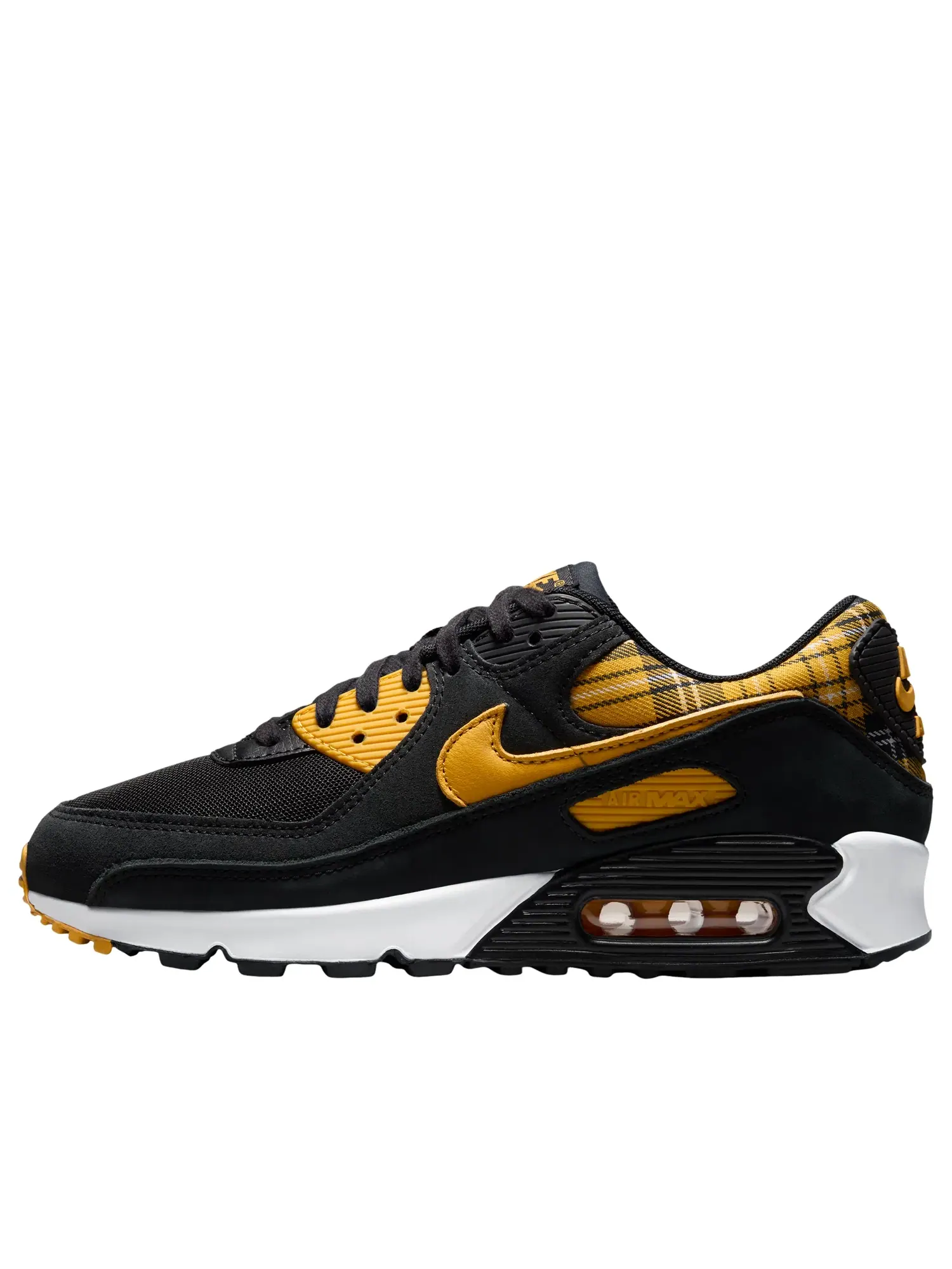 Женские кроссовки с принтом Air Max 90 Yellow Plaid Nike — изображение 1 из 6, черный