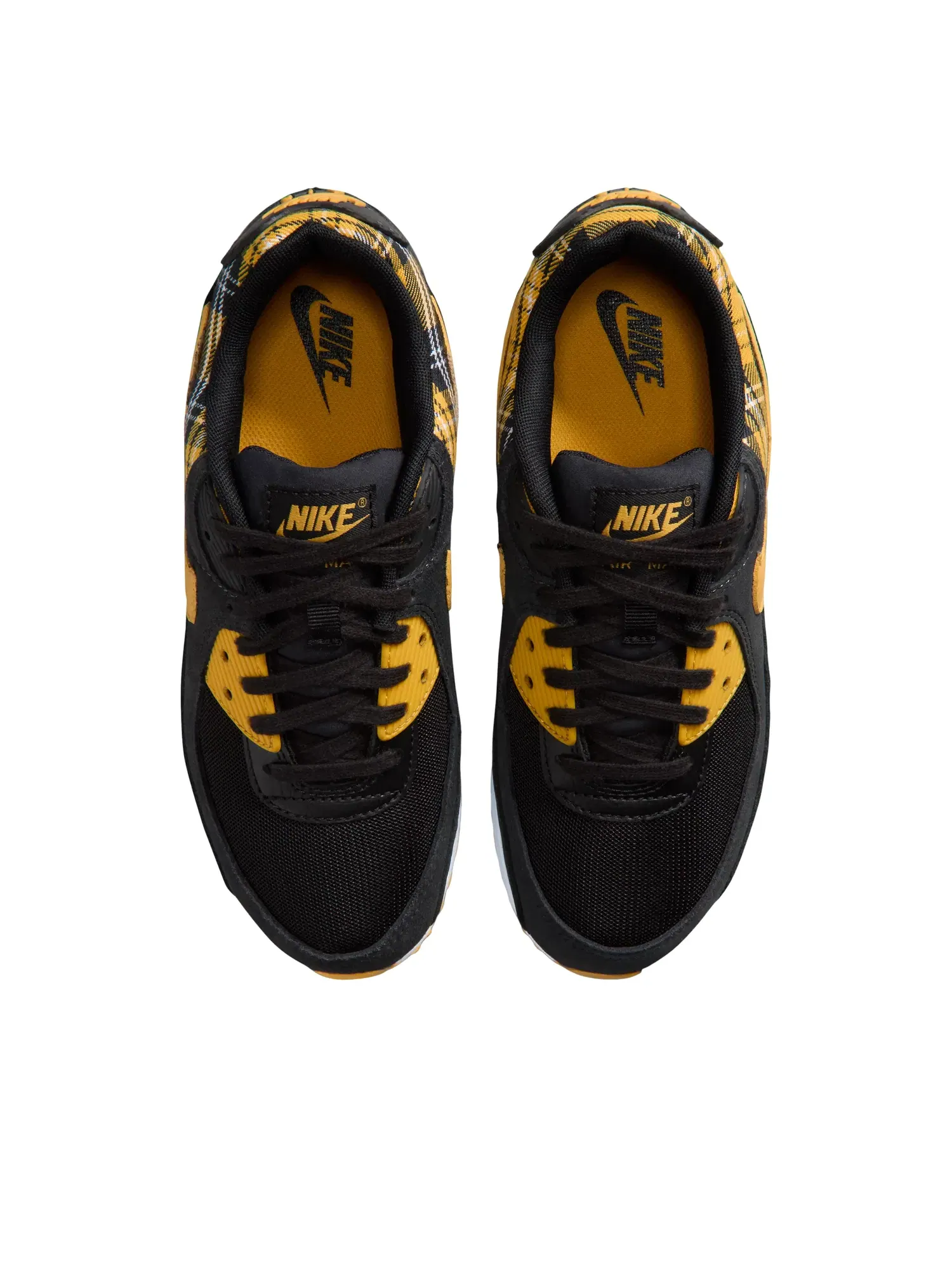 Женские кроссовки с принтом Air Max 90 Yellow Plaid Nike — изображение 2 из 6, черный