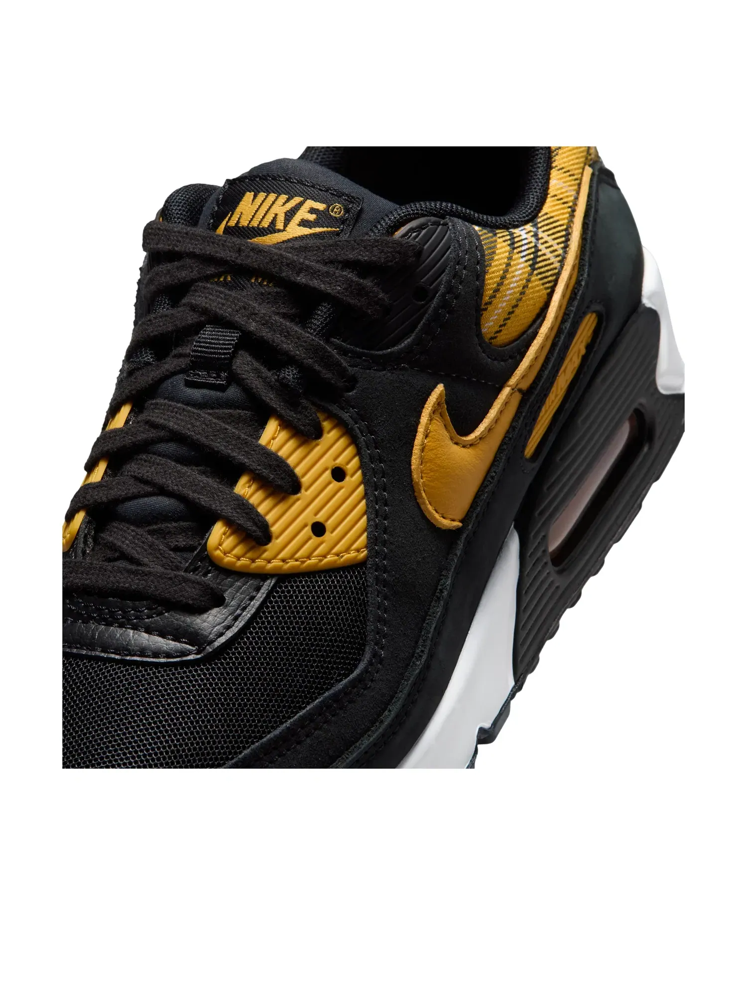 Женские кроссовки с принтом Air Max 90 Yellow Plaid Nike — изображение 5 из 6, черный