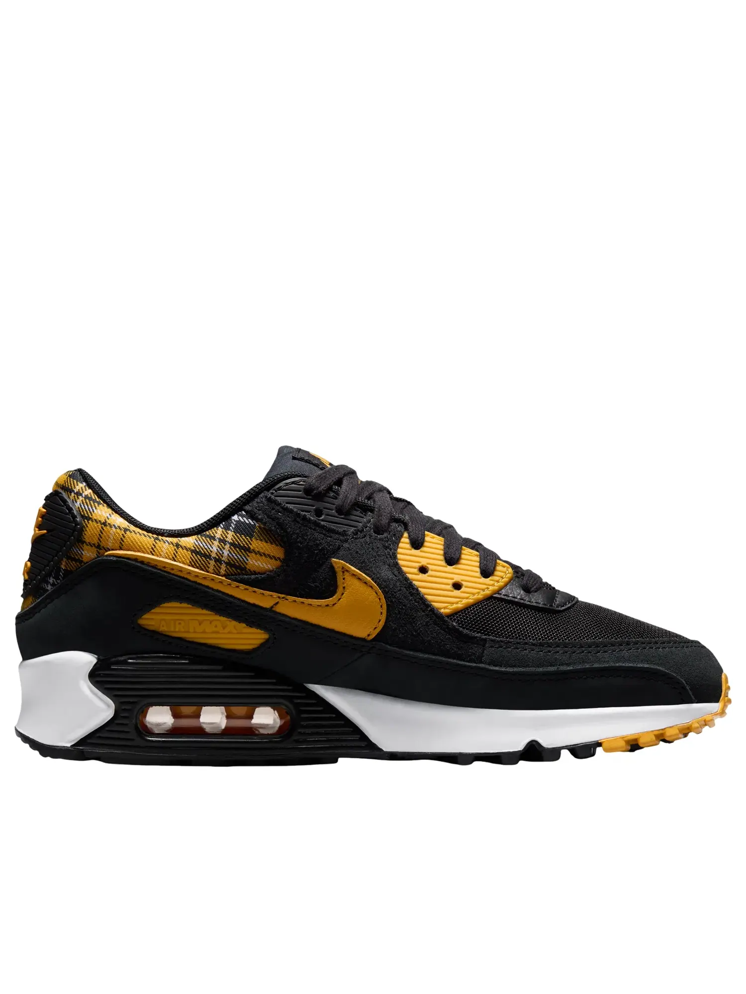Женские кроссовки с принтом Air Max 90 Yellow Plaid Nike — изображение 6 из 6, черный