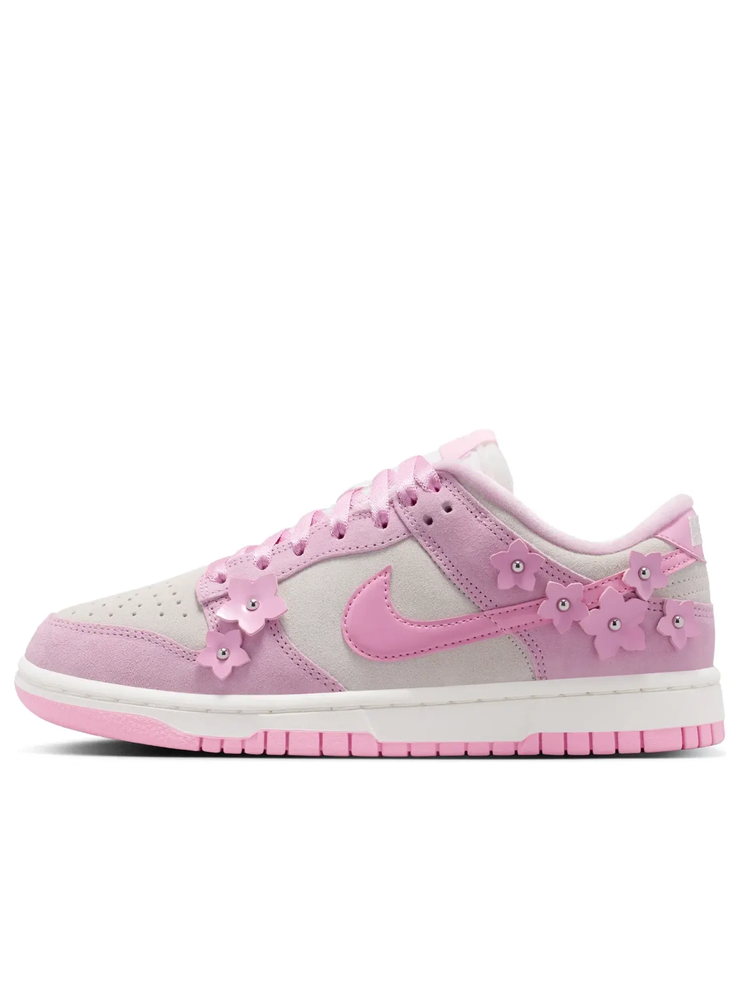 Женские кроссовки с кожаным верхом Nike Dunk Low SE Florette - Pink Rise — изображение 1 из 6, розовый