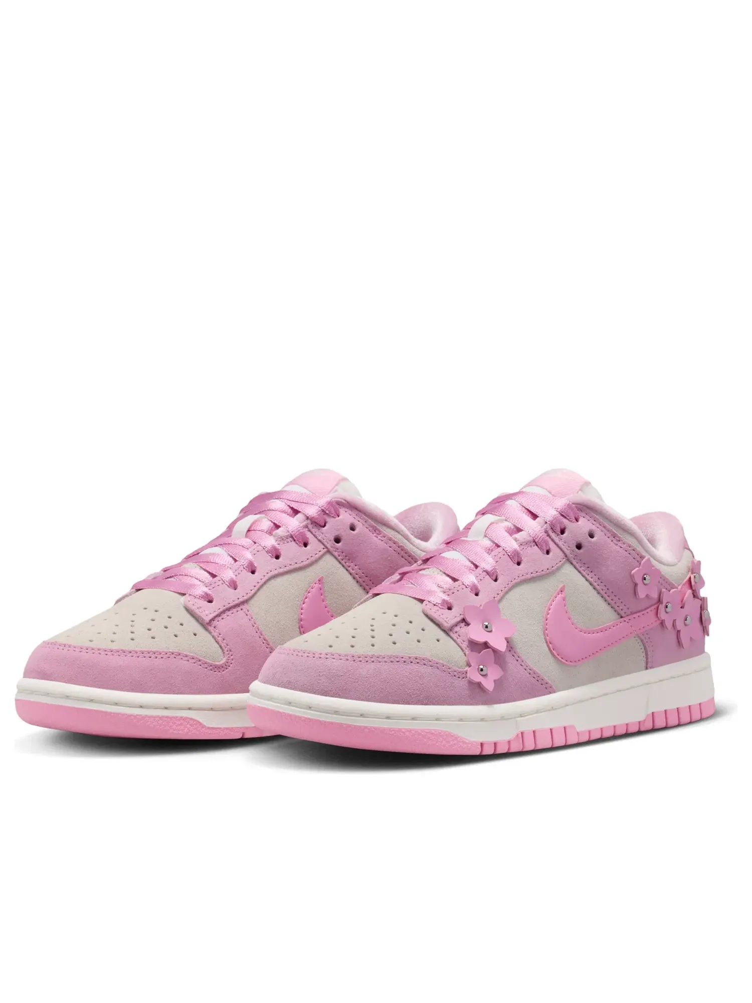 Женские кроссовки с кожаным верхом Nike Dunk Low SE Florette - Pink Rise — изображение 2 из 6, розовый