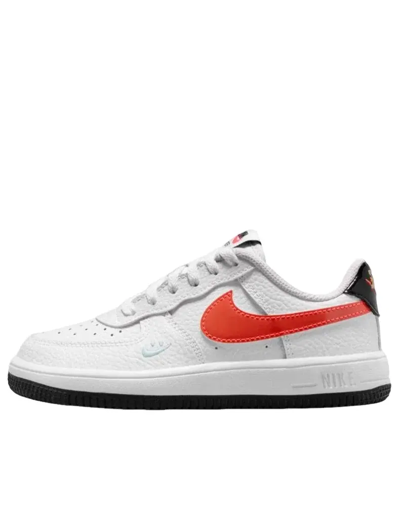 Детские кроссовки с кожаным верхом Nike Air Force 1 Low White Black Flash Crimson — изображение 1 из 5, белый