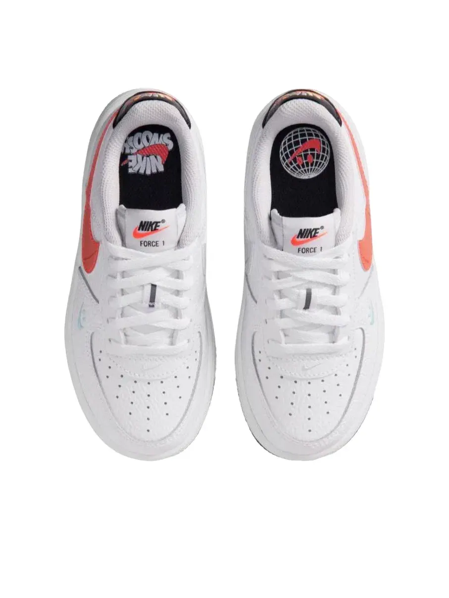 Детские кроссовки с кожаным верхом Nike Air Force 1 Low White Black Flash Crimson — изображение 3 из 5, белый