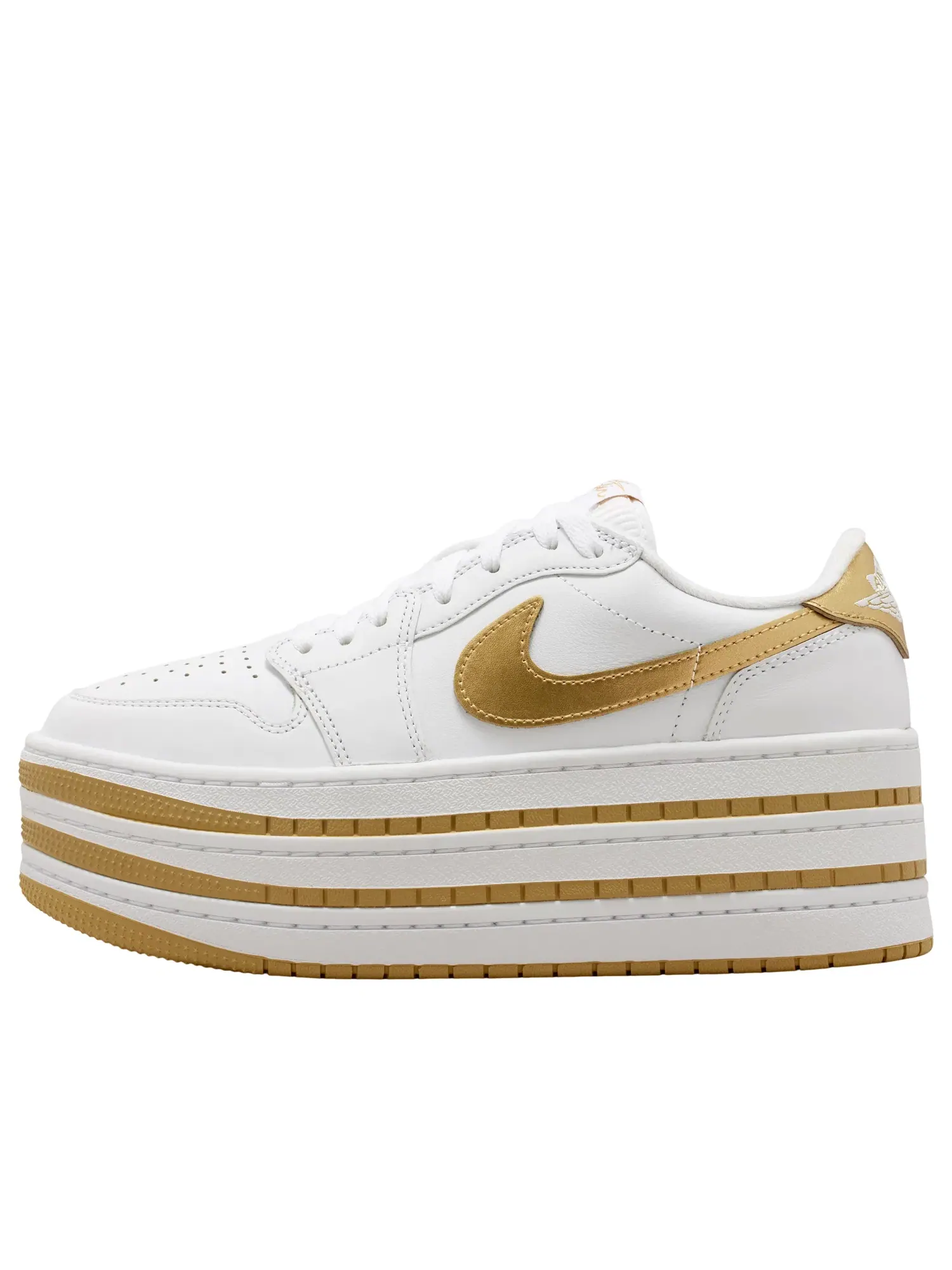 Женские кроссовки с кожаным верхом Air Jordan 1 Low White Metallic Gold — изображение 1 из 6, белый