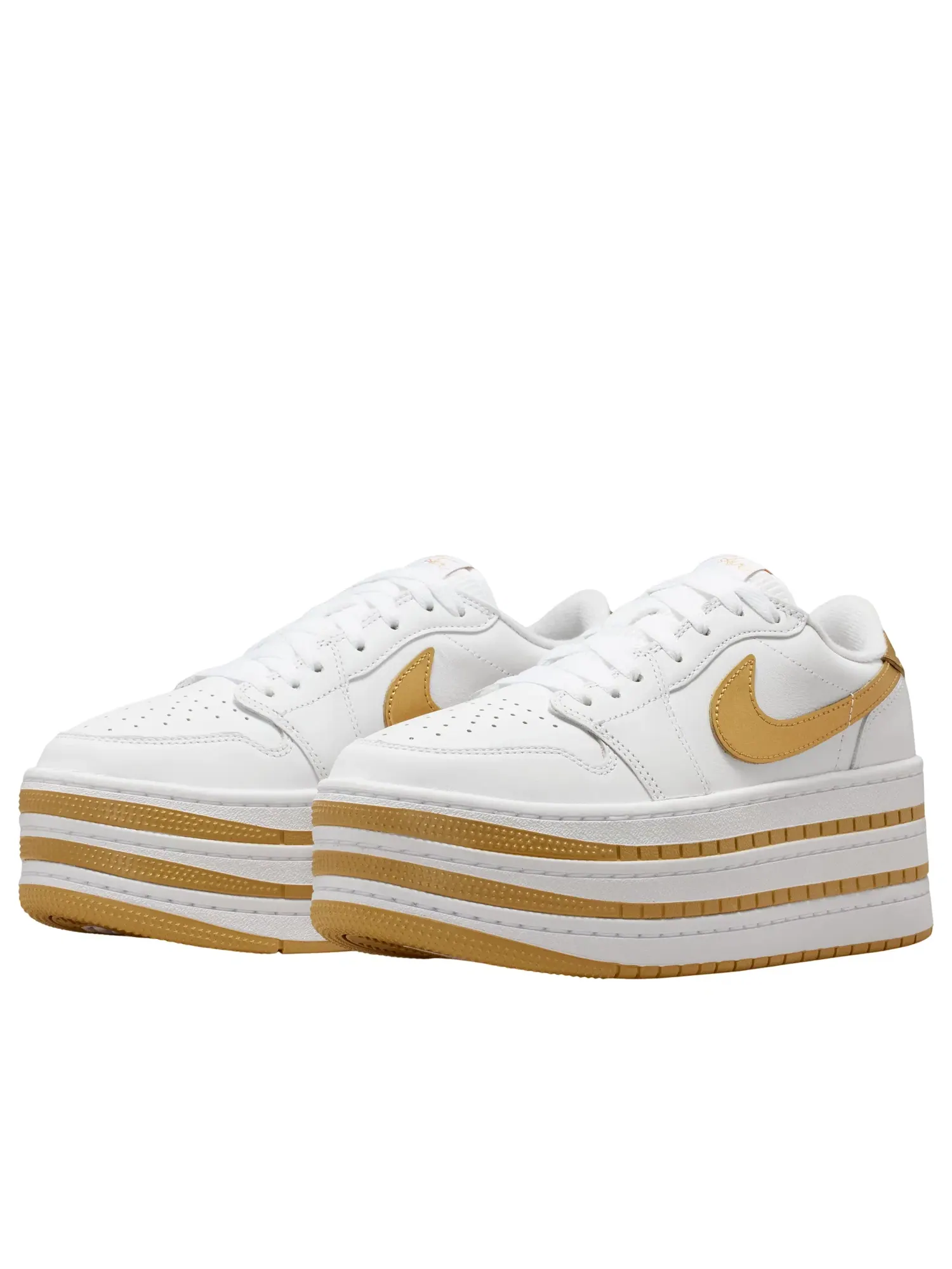 Женские кроссовки с кожаным верхом Air Jordan 1 Low White Metallic Gold — изображение 4 из 6, белый