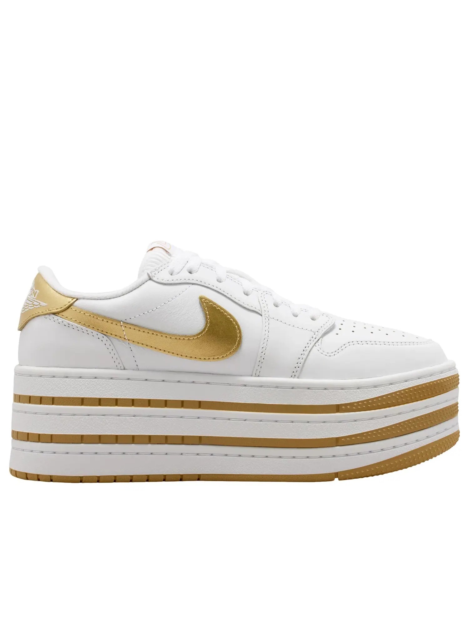 Женские кроссовки с кожаным верхом Air Jordan 1 Low White Metallic Gold — изображение 6 из 6, белый