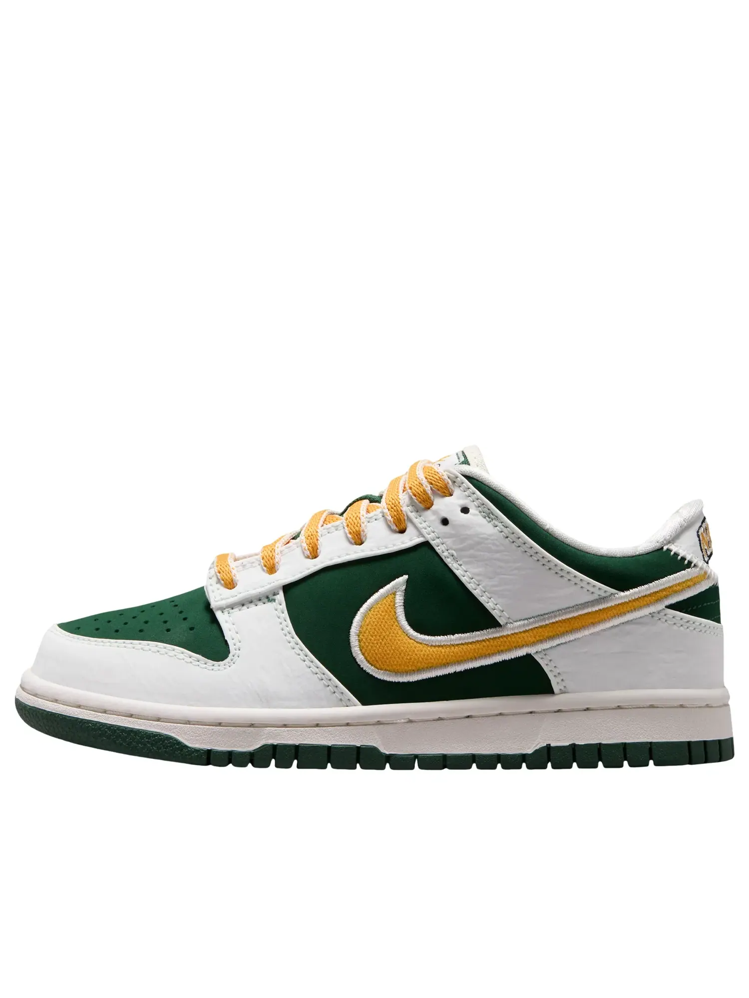 Детские кроссовки с кожаным верхом Nike Dunk Low LV8 Sail Fir University Gold — изображение 1 из 6, зеленый