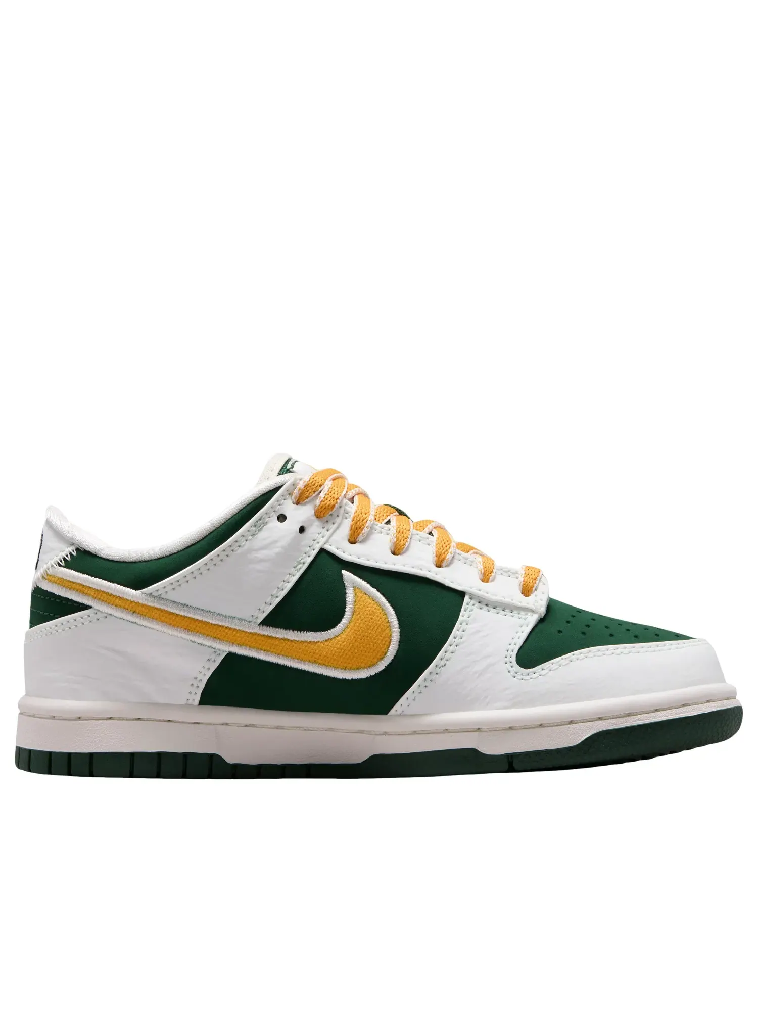 Детские кроссовки с кожаным верхом Nike Dunk Low LV8 Sail Fir University Gold — изображение 6 из 6, зеленый