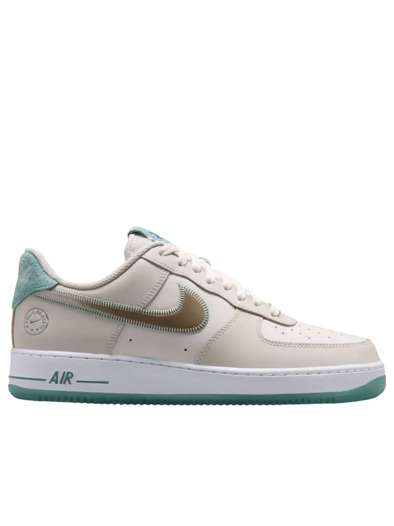 Мужские кроссовки с кожаным верхом Air Force 1 Low 'Philadelphia' Nike — изображение 5 из 5, бежевый