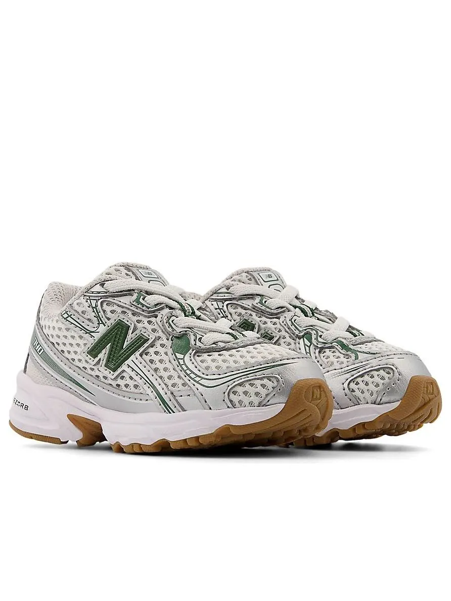 Кроссовки (TD) New Balance 740 Bungee Lace 'Silver Metallic Dark Alpine Green' — изображение 3 из 6, серебряный