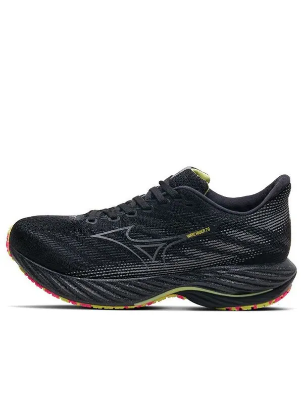 Кроссовки wave rider 28 'black sunny lime' Mizuno — изображение 1 из 4, черный/серебристый