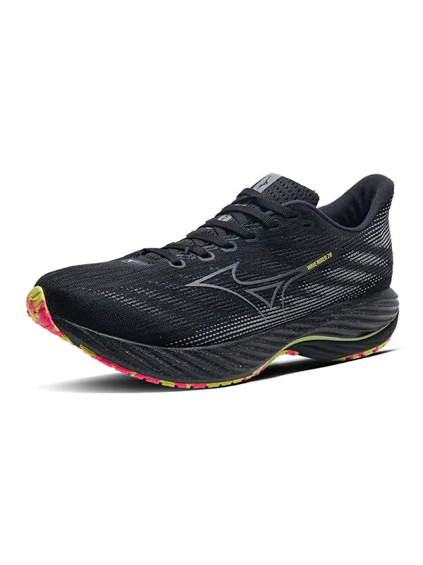 Кроссовки wave rider 28 'black sunny lime' Mizuno — изображение 2 из 4, черный/серебристый