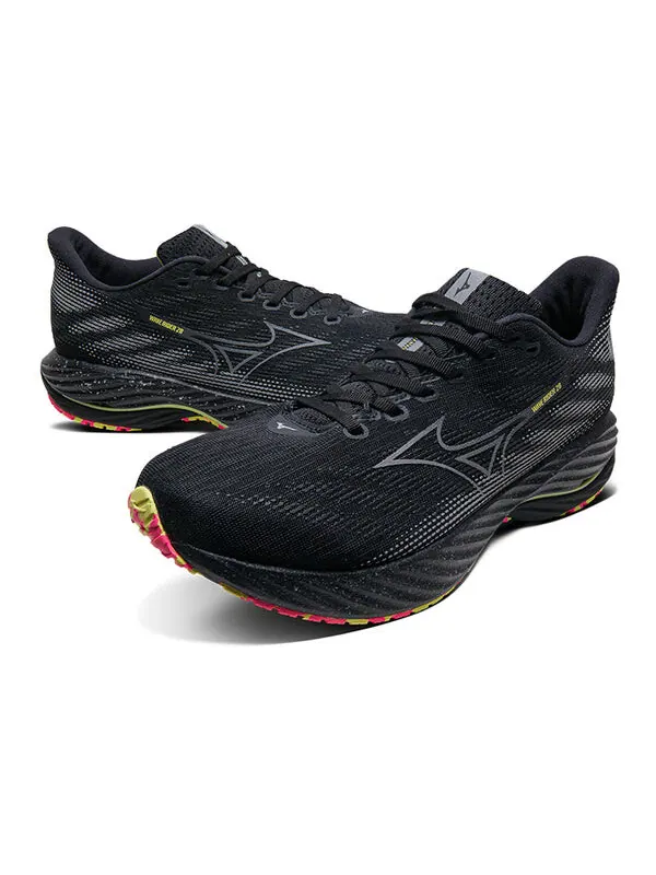 Кроссовки wave rider 28 'black sunny lime' Mizuno — изображение 3 из 4, черный/серебристый