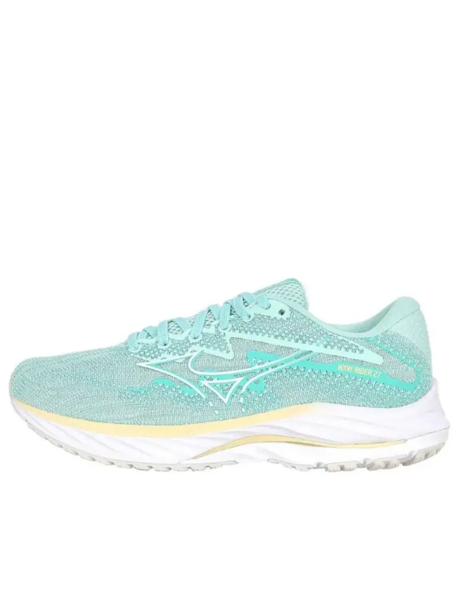 Кроссовки (WMNS) Mizuno Wave Rider 27 4E Wide 'Mint Green White' — изображение 1 из 5, зеленый