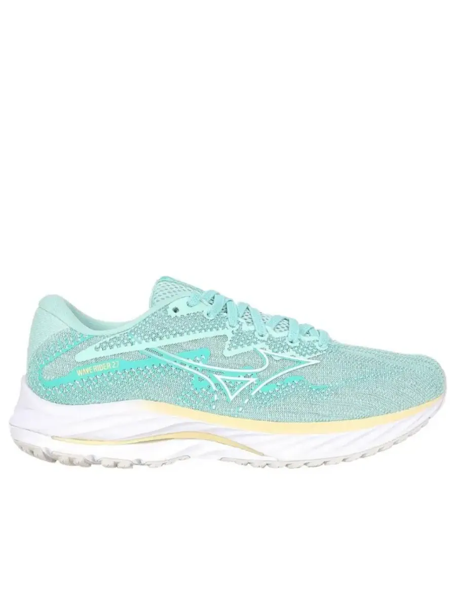 Кроссовки (WMNS) Mizuno Wave Rider 27 4E Wide 'Mint Green White' — изображение 2 из 5, зеленый
