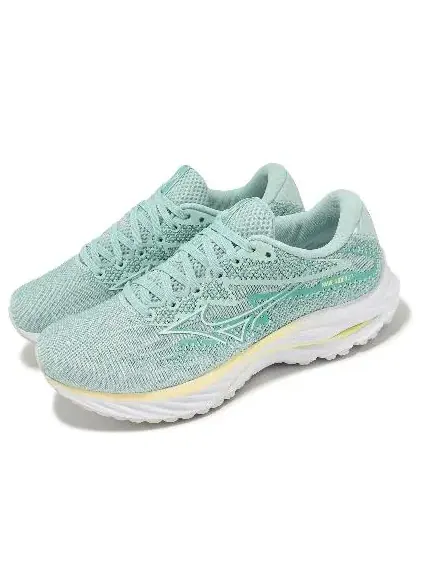 Кроссовки (WMNS) Mizuno Wave Rider 27 4E Wide 'Mint Green White' — изображение 3 из 5, зеленый