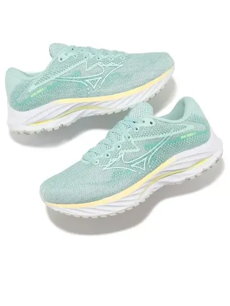 Кроссовки (WMNS) Mizuno Wave Rider 27 4E Wide 'Mint Green White' — изображение 4 из 5, зеленый