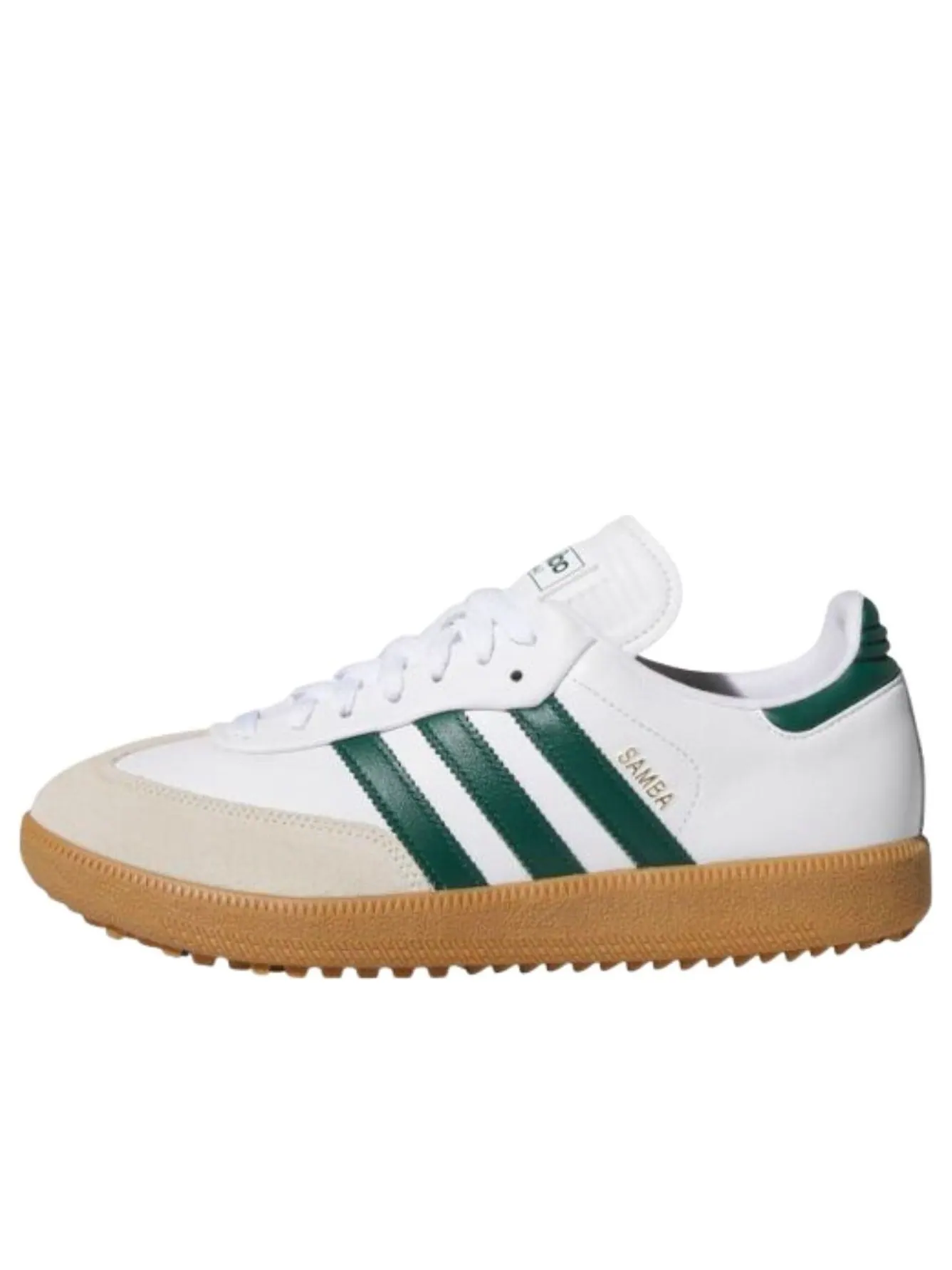 Кроссовки для гольфа Adidas Samba Spikeless Golf 'Cloud White Collegiate Green Gum' — изображение 1 из 3, белый/зеленый