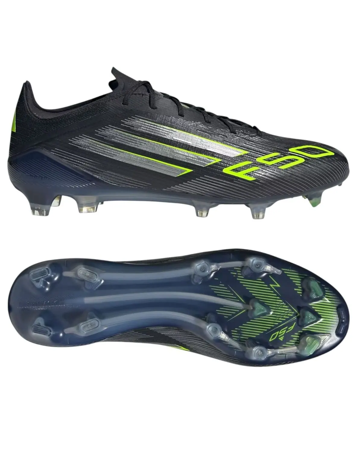 Кроссовки adidas F50 elite FG 'Black Iron Metallic Lucid Lemon' — изображение 2 из 5, черный