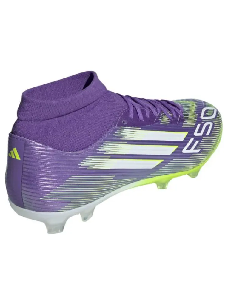 Adidas F50 League Mid-Cut FG/MG 'Purple Rush Cloud White Lucid Lemon' — изображение 3 из 6, фиолетовый/белый
