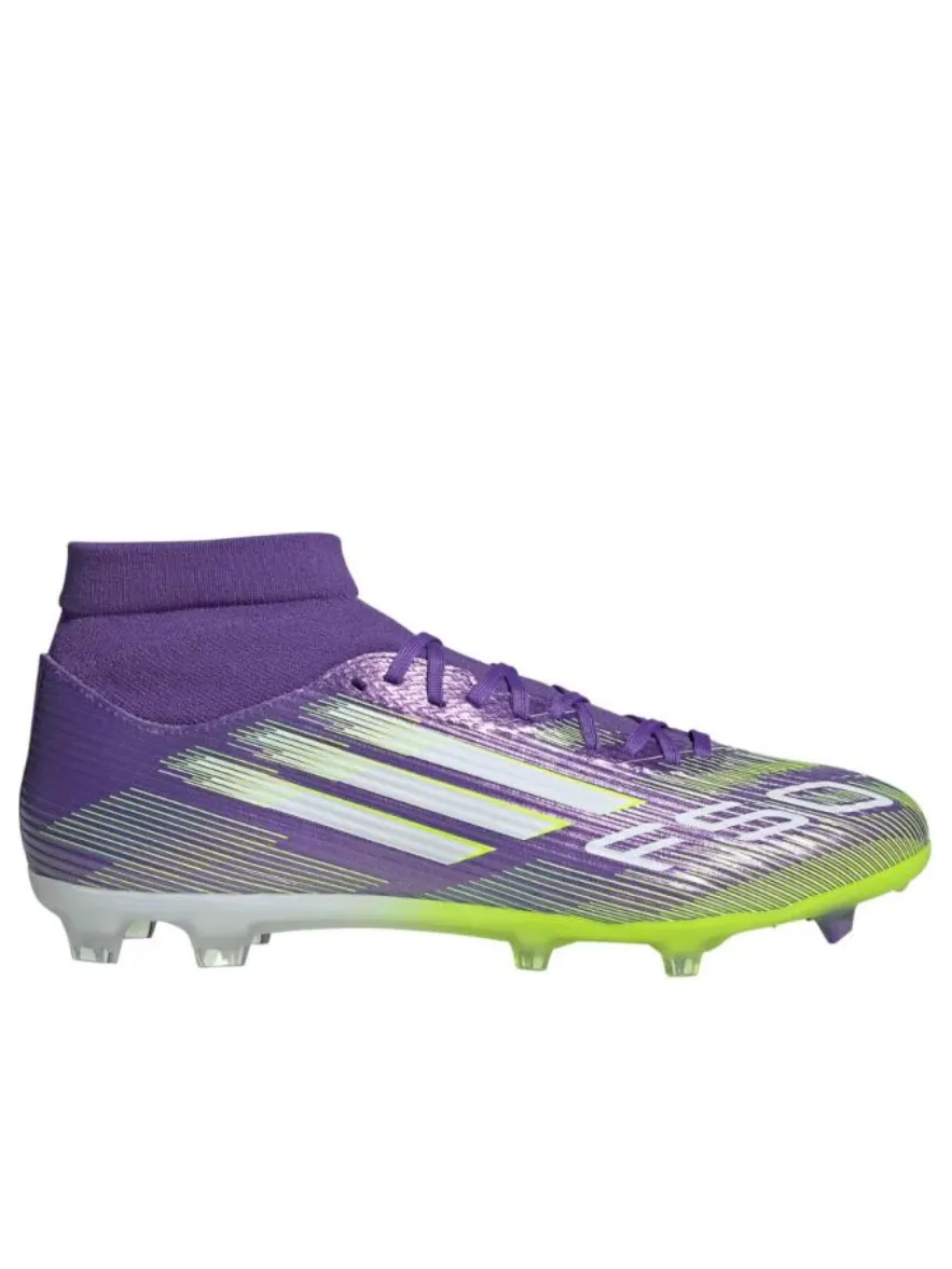 Adidas F50 League Mid-Cut FG/MG 'Purple Rush Cloud White Lucid Lemon' — изображение 6 из 6, фиолетовый/белый